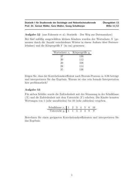 Statistik Der Weg Zur Datenanalyse Aufgabe 52 (aus Fahrmeir et al.: Statistik â Der Weg zur Datenanalyse)