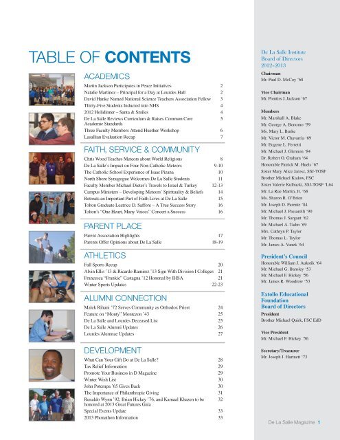 Winter 2013 Issue - De La Salle Institute