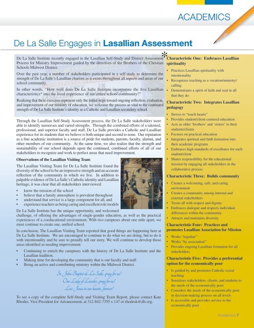 Winter 2013 Issue - De La Salle Institute