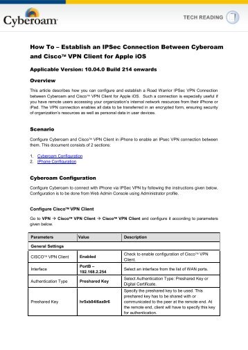 Establish an IPSec Connection Between Cyberoam and Cisco ...