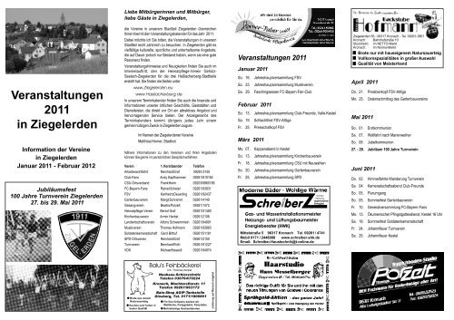 Veranstaltungen 2011 in Ziegelerden