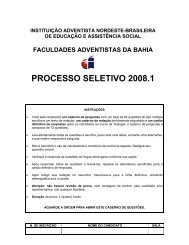 Prova 2008.1 - Faculdade Adventista da Bahia