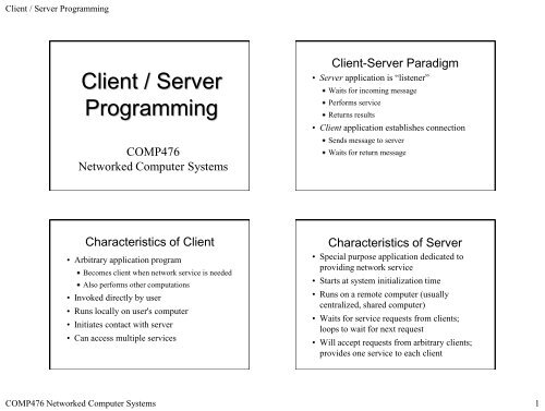 Client / Server Programming