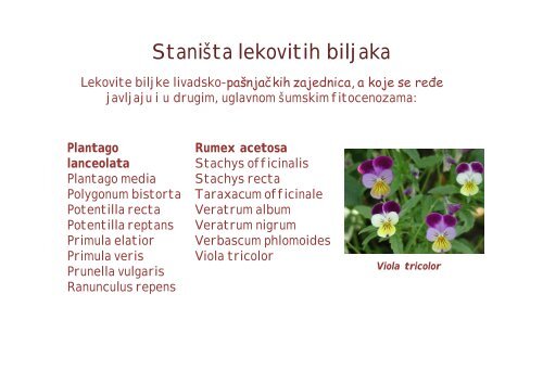 STANIŠTA LEKOVITIH BILJAKA - Raka Web