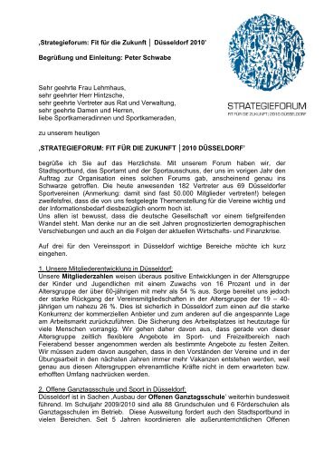 Einleitung Peter Schwabe, SSB-Präsident - Stadtsportbund Düsseldorf