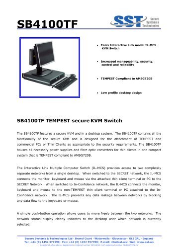 SB4100TF TEMPEST secure KVM Switch - SST