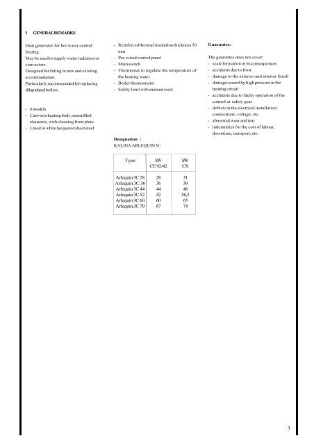 KALINA ARLEQUIN 3 C Cast iron boiler - klimatika