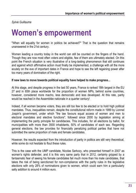 Importance of women's political empowerement - Gurmai Zita