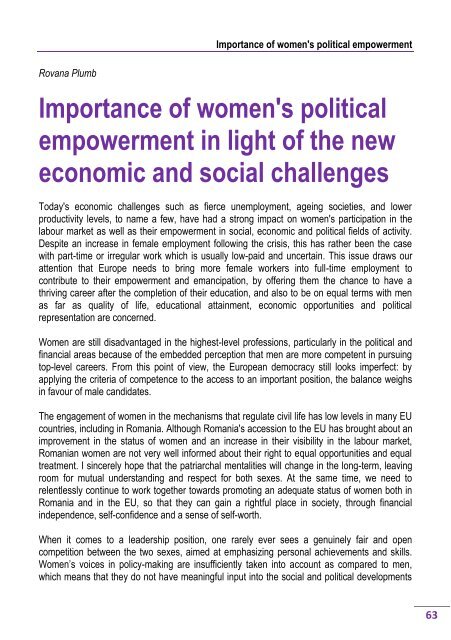 Importance of women's political empowerement - Gurmai Zita