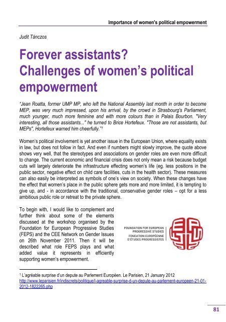 Importance of women's political empowerement - Gurmai Zita