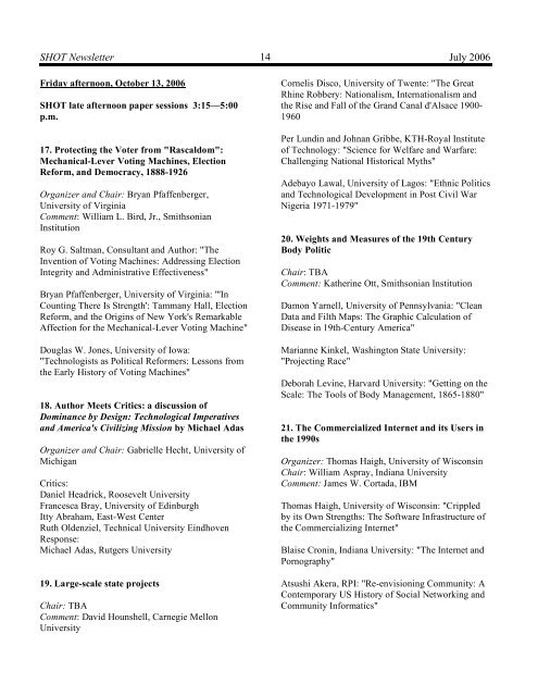 In This Issue - Society for the History of Technology