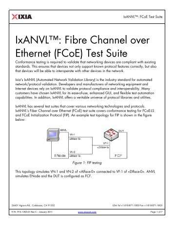IxANVLÃ¢Â„Â¢: Fibre Channel over Ethernet (FCoE) Test Suite - Ixia