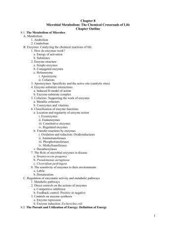 1 Chapter 8 Microbial Metabolism: The Chemical Crossroads of Life ...