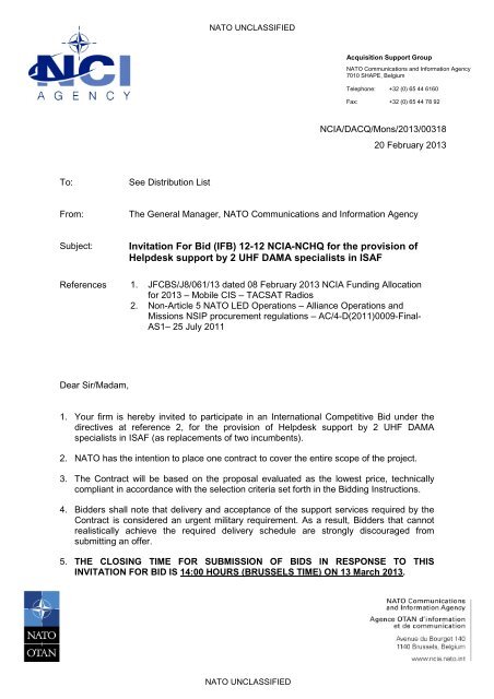 Ifib 12 012 Ncia Nchq Nci Agency Nato