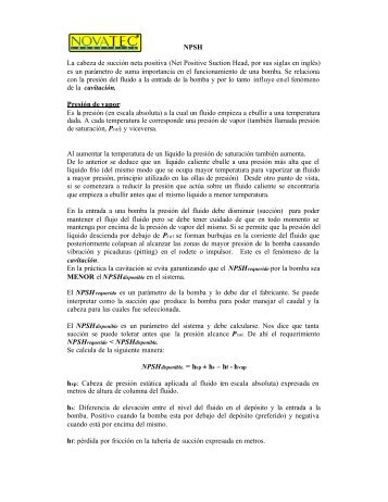 NPSH La cabeza de succiÃ³n neta positiva (Net Positive Suction ...