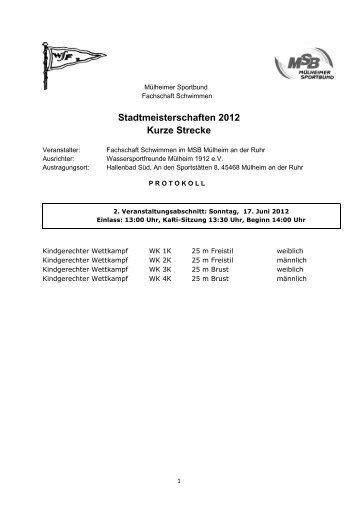 Stadtmeisterschaften 2012 Kurze Strecke