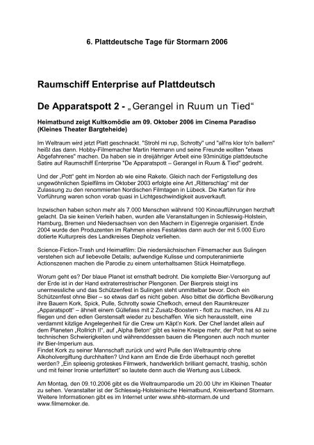 Raumschiff Enterprise Auf Plattdeutsch De Apparatspott 2