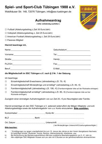 Spiel- und Sport-Club Tübingen 1988 e.V. - SSC Tübingen 1988 eV