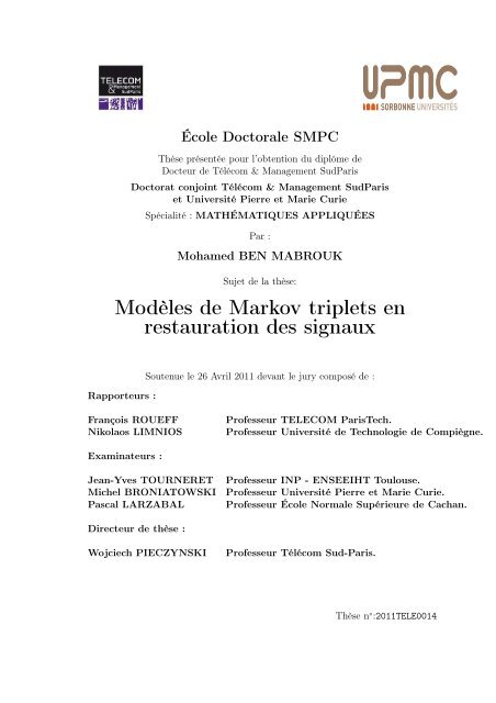 ModÃ¨les de Markov triplets en restauration des signaux