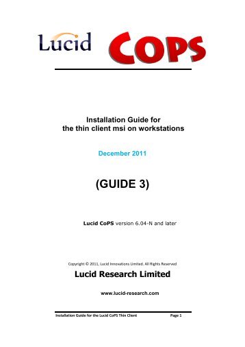 Lucid CoPS Thin Client Installation Guide 3 - Lucid Research
