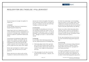 Regler og retningslinjer for Puljeinvest (pdf) - Danske Bank