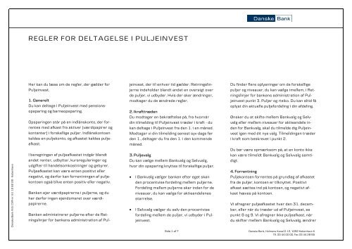 Regler og retningslinjer for Puljeinvest (pdf) - Danske Bank