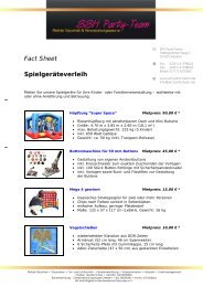 Fact Sheet Spielgeräteverleih - SSH Party-Team