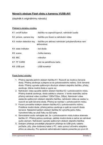 Návod k obsluze - USB flash disk s VGA kamerou