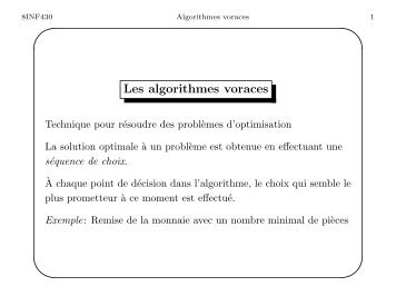 Les algorithmes voraces - UQAC