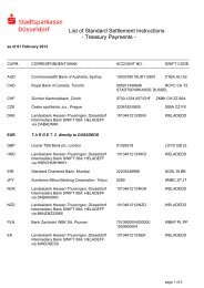 Standard Settlement Structions - Stadtsparkasse Düsseldorf