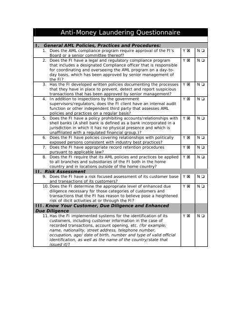 AML_Questionnaire as per the Wolfsberg Group - Stadtsparkasse ...