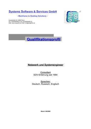 Qualifikationsprofil Systems Software & Services GmbH