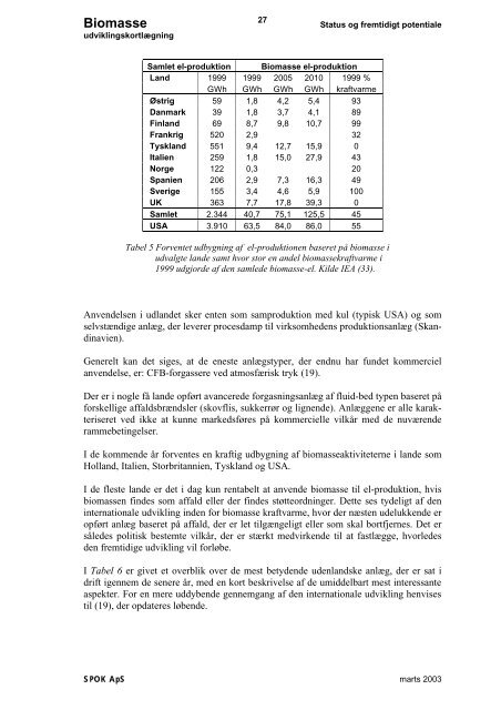 Biomasse SPOK ApS Biomasse kraftvarme