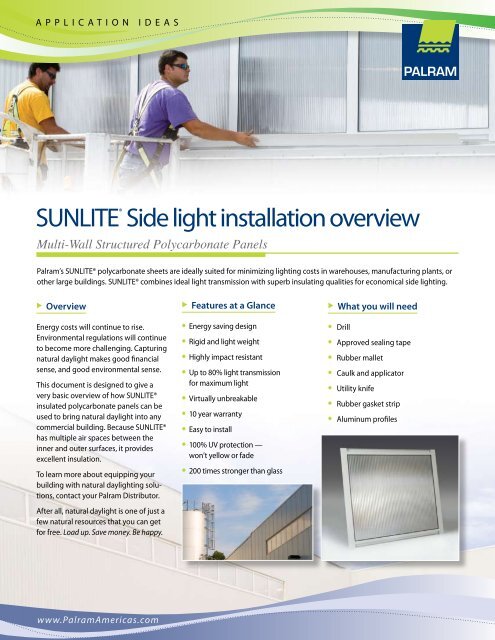 SUNLITEÂ® Side light installation overview - Palram Americas