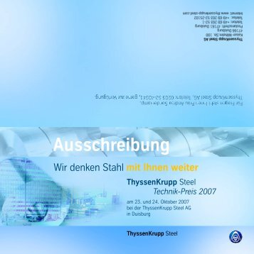 Ausschreibung Thyssenkrupp Steel Technik Preis 2007