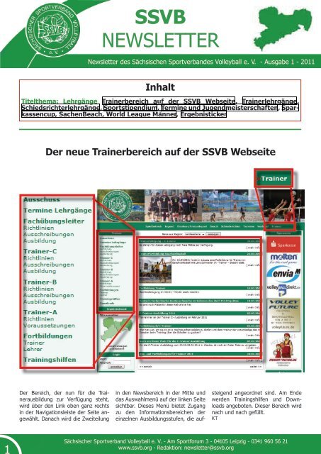 Der neue Trainerbereich auf der SSVB Webseite - sächsischer ...
