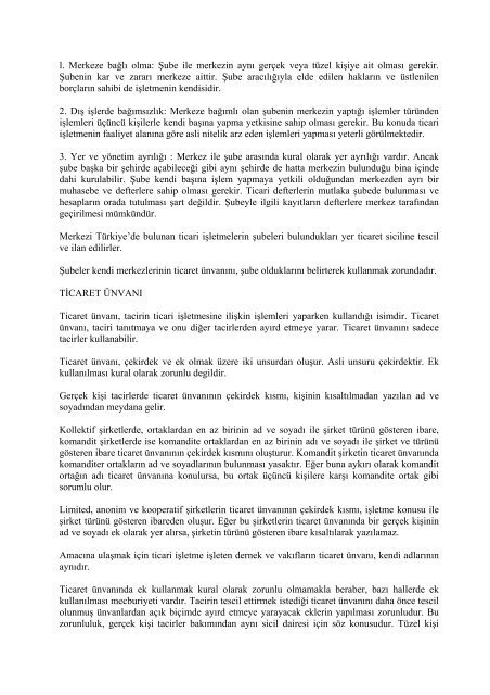 TİCARET HUKUKU DERS NOTLARI-Veliye Yanlı