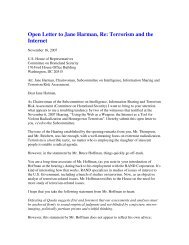 Open Letter to Jane Harman, Re - Journal of 9/11 Studies