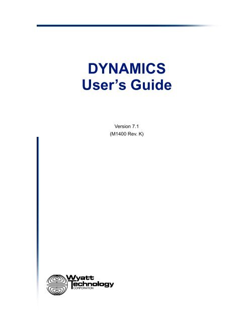 DynaPro NanoStar manual - Department of Physiology and Biophysics