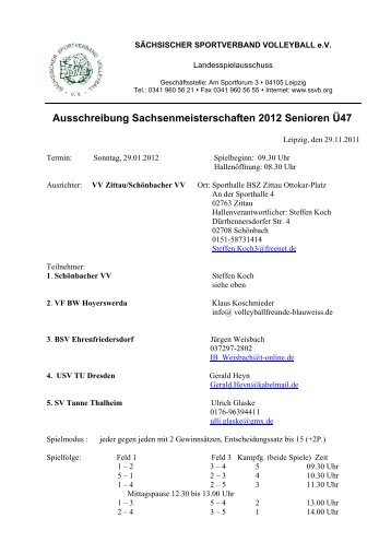 Ausschreibung Sachsenmeisterschaften 2012 Senioren Ü47
