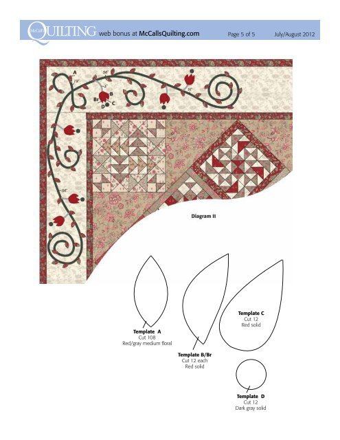 FREE Sugar Roses 2012 Series Bed Quilt Pattern ... - McCalls Quilting