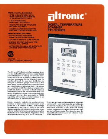 ETS Series Temperature Scanner Brochure - Altronic Inc.
