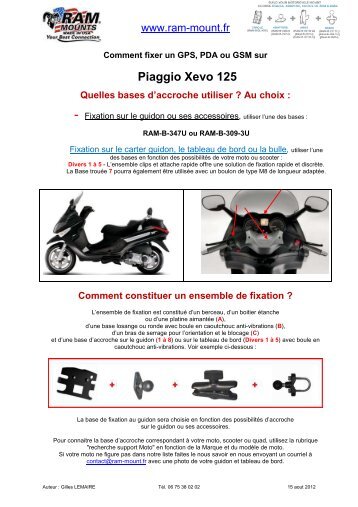 Piaggio Xevo 125 - RAM Fixation guidon - RAM Mount