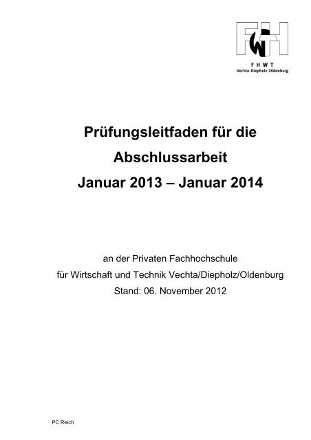 Prufungsleitfaden Private Fachhochschule Fur Wirtschaft Und
