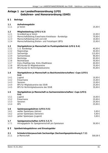 Anlage 1 zur Landesfinanzordnung (LFO) Gebühren- und ...