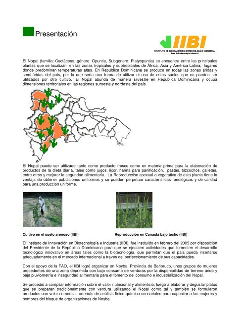 HARINA Y DERIVADOS DEL NOPAL Fomento del consumo e ...