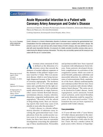 Acute Myocardial Infarction in a Patient with Coronary Artery ...