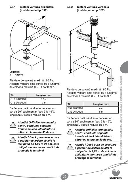 Manual instalare centrala termica pe gaz Saunier Duval ... - Calor