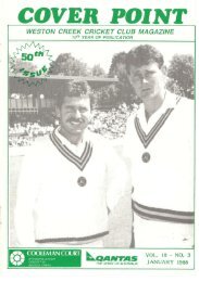 COVER POINT - Weston Creek Cricket Club