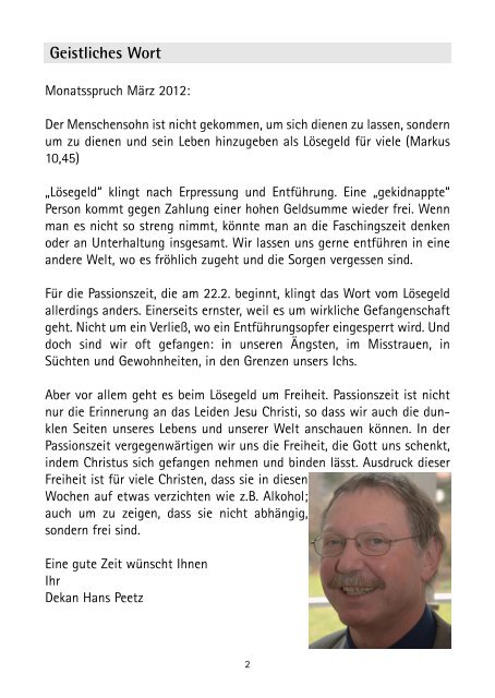Gemeindebrief Februar 2012 - Stadtkirche Bayreuth